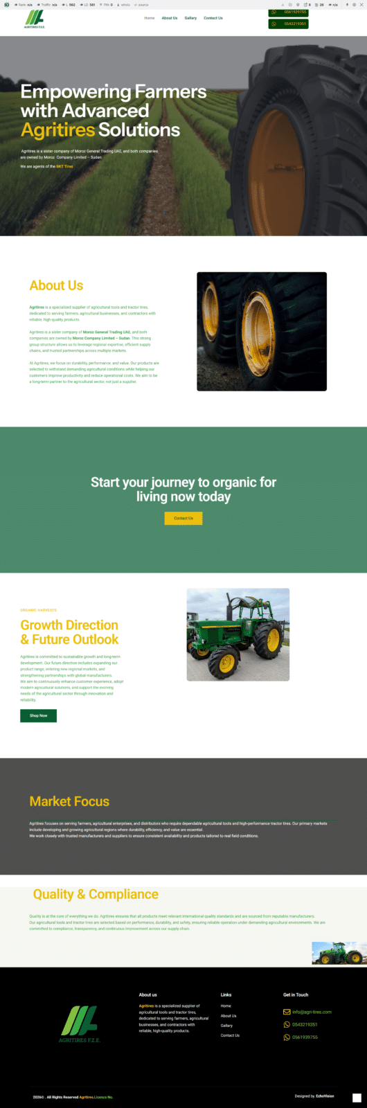 Agritires website screenshot