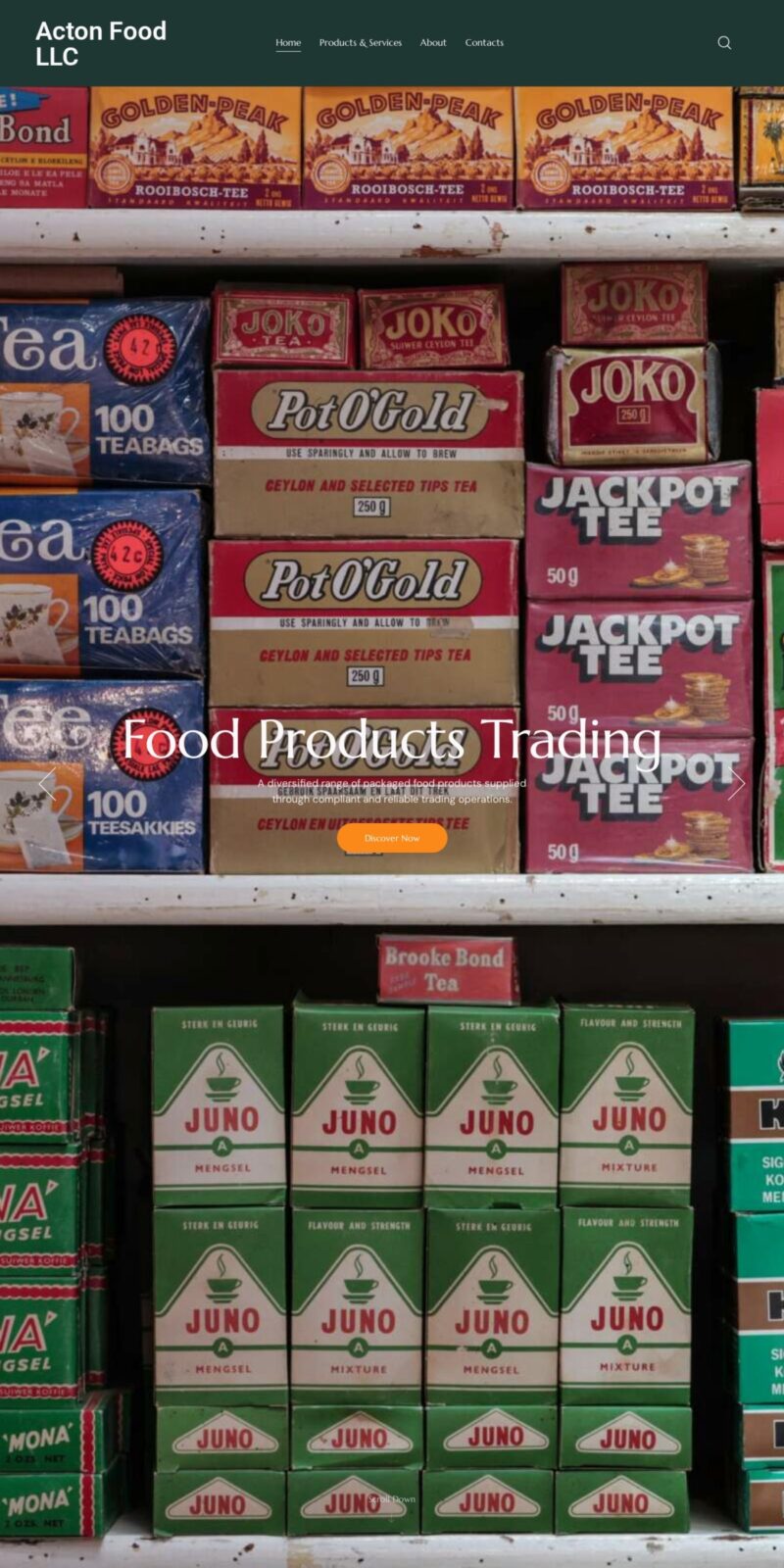 Acton Foods website screenshot