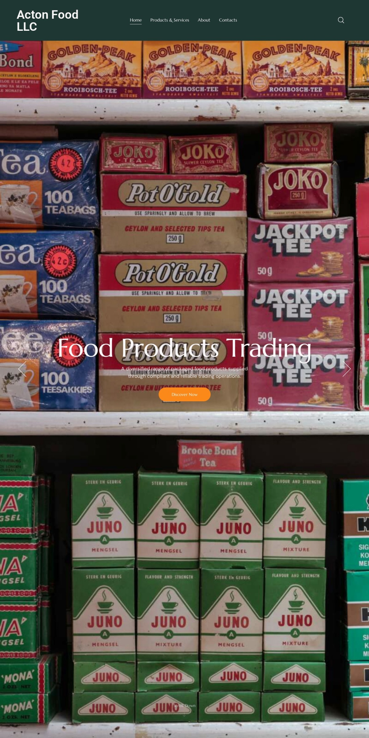 Acton Foods website screenshot