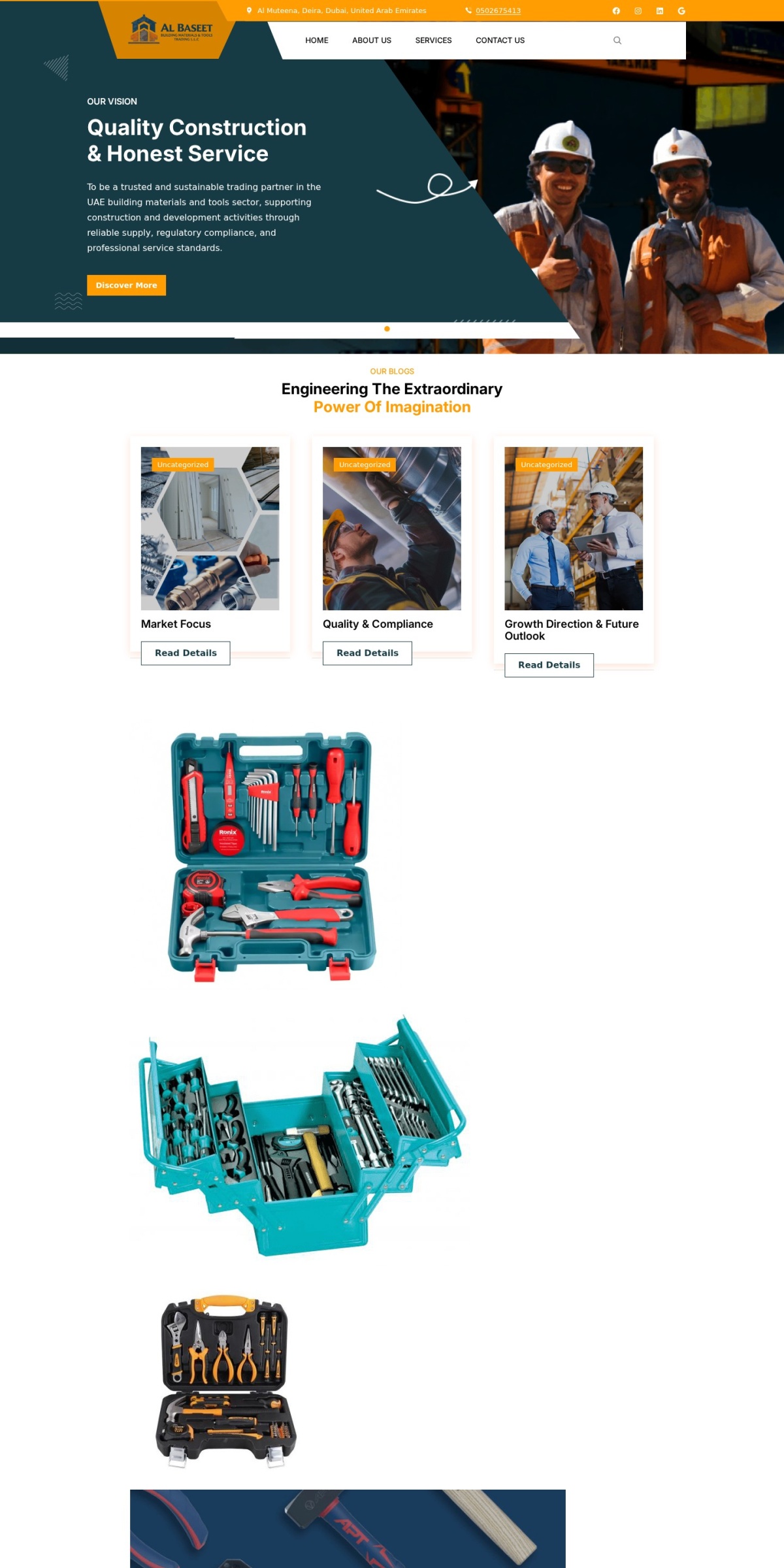 Al Baseet Building Materials & Tools Trading website screenshot