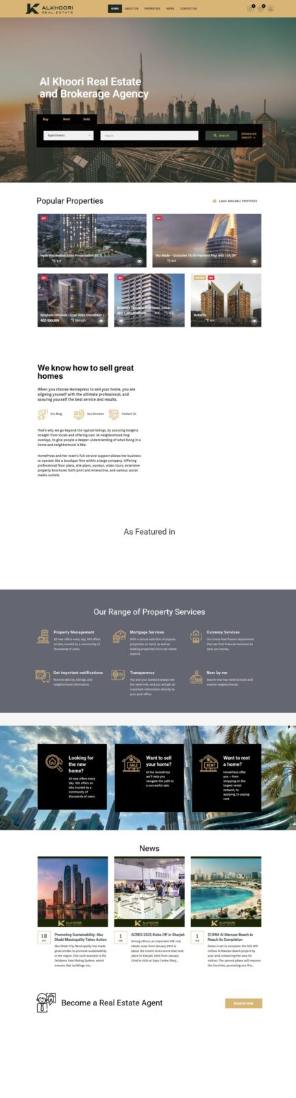 Alkhoori Real Estate website screenshot