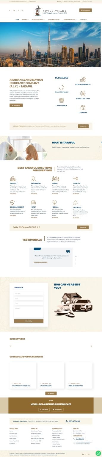 Ascana Takaful website screenshot