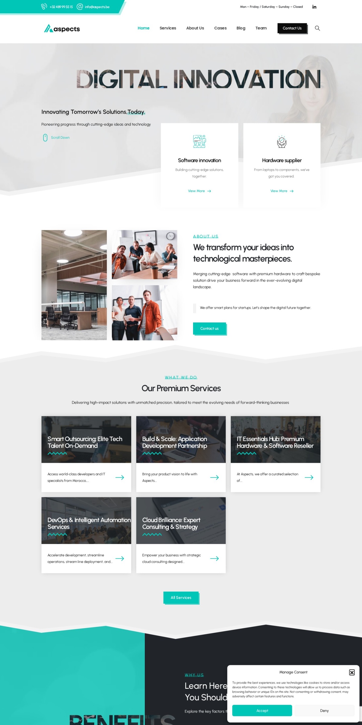Aspects website screenshot