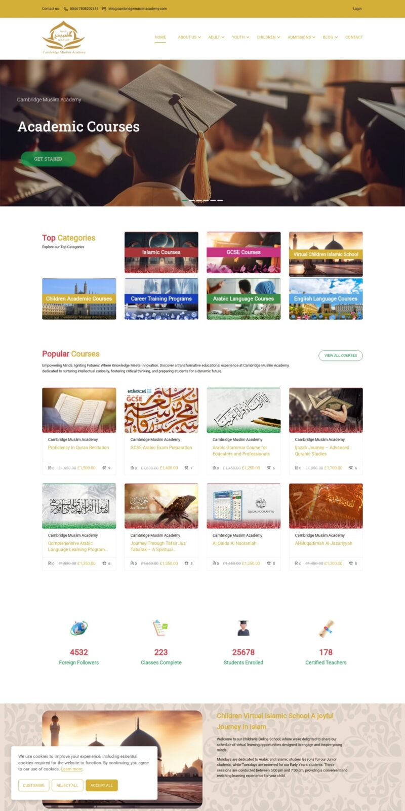 Cambridge Muslim Academy website screenshot