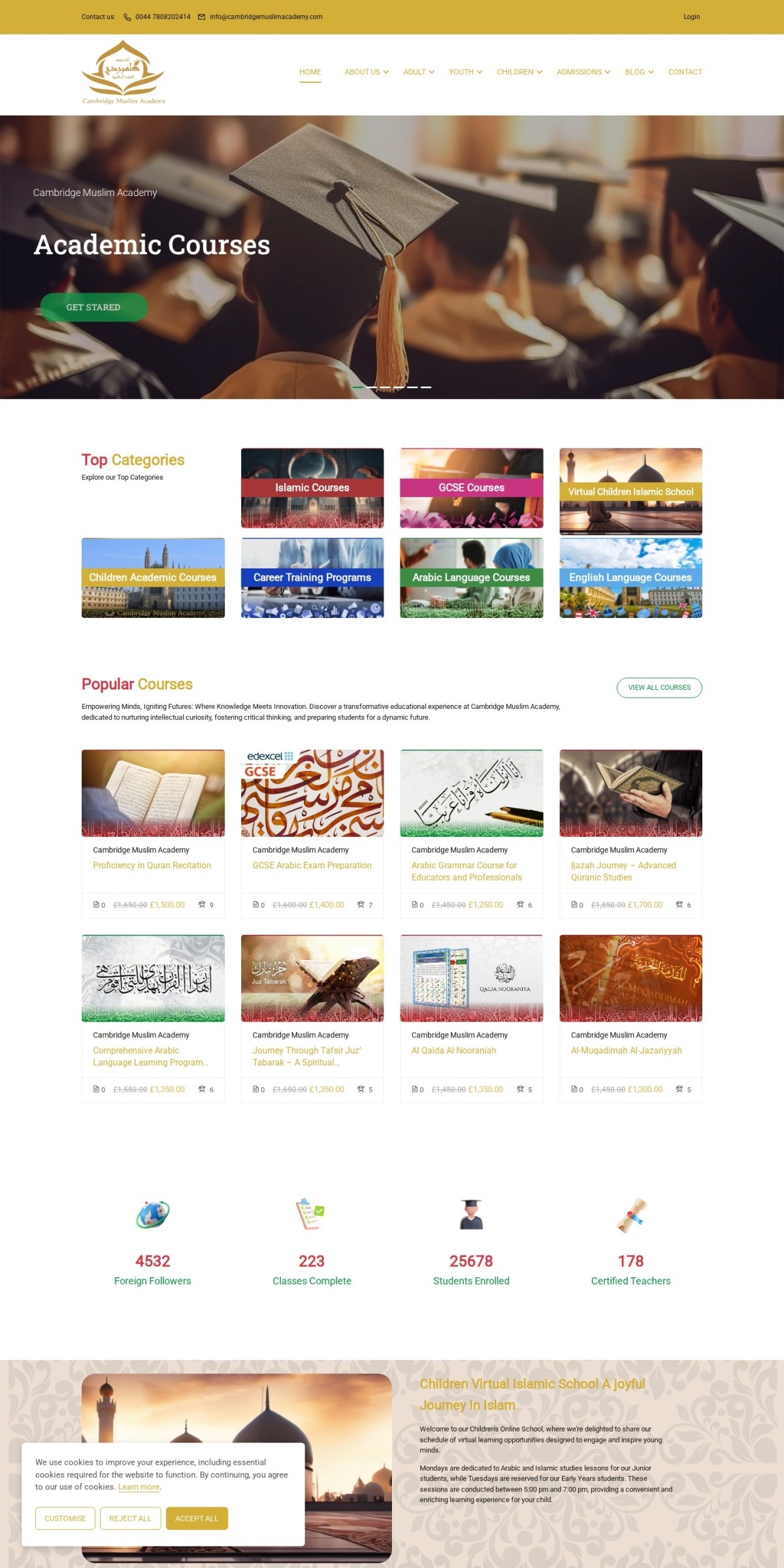 Cambridge Muslim Academy website screenshot