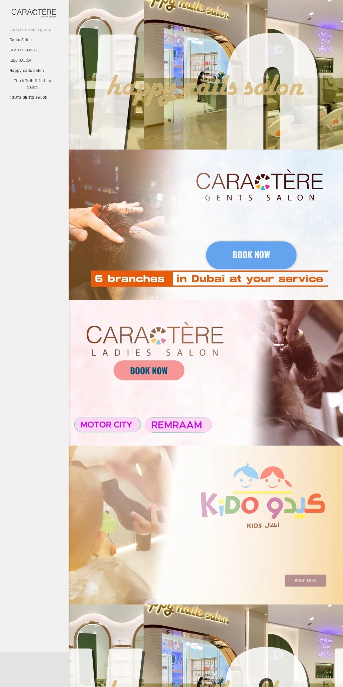 Caractere Salon Group website screenshot