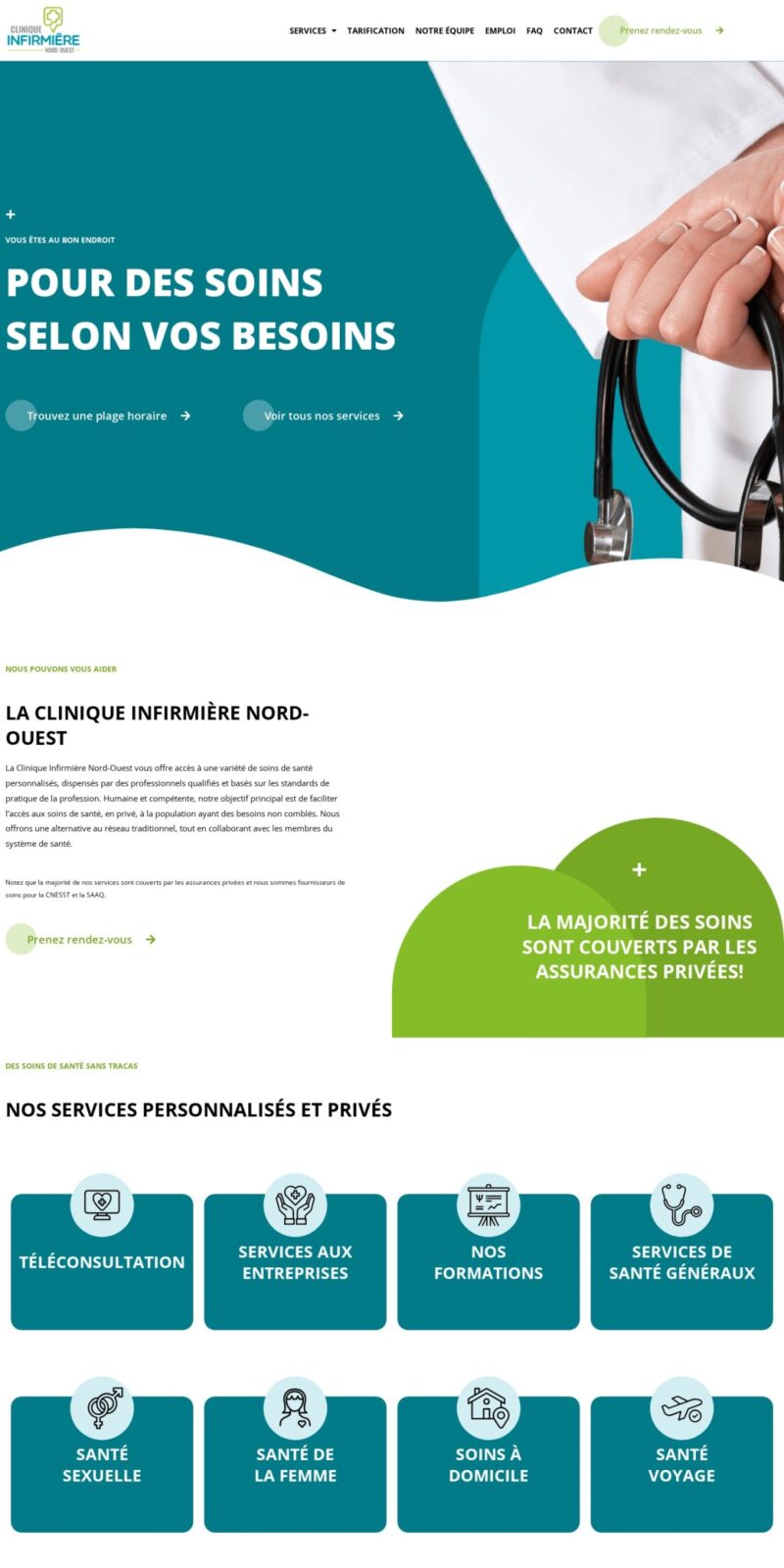 Clinique Infirmière website screenshot