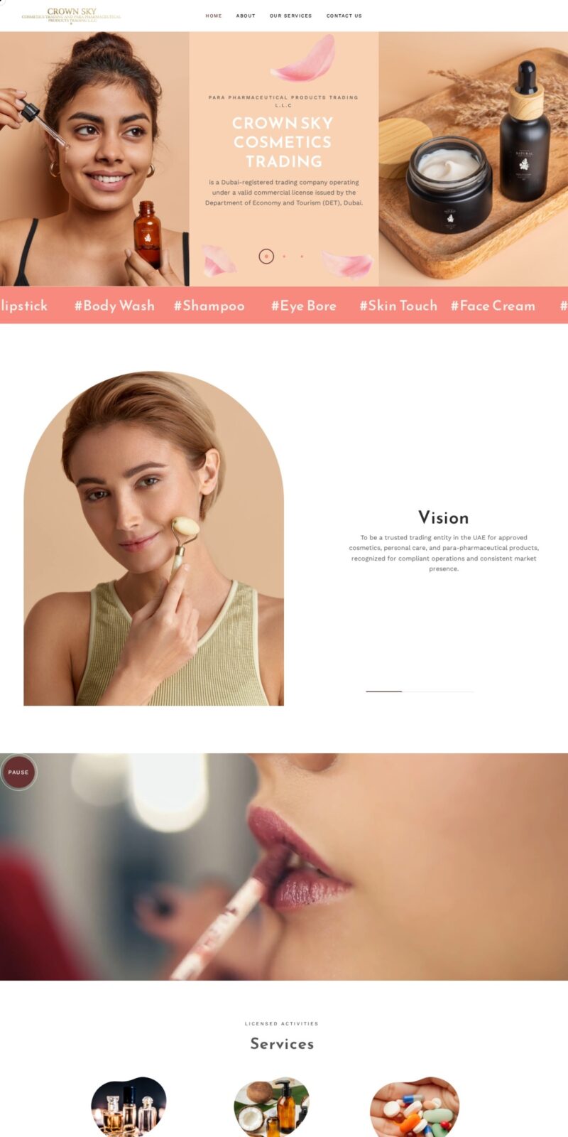 Crown Sky Cosmetics & Para Pharmaceutical Products Trading website screenshot