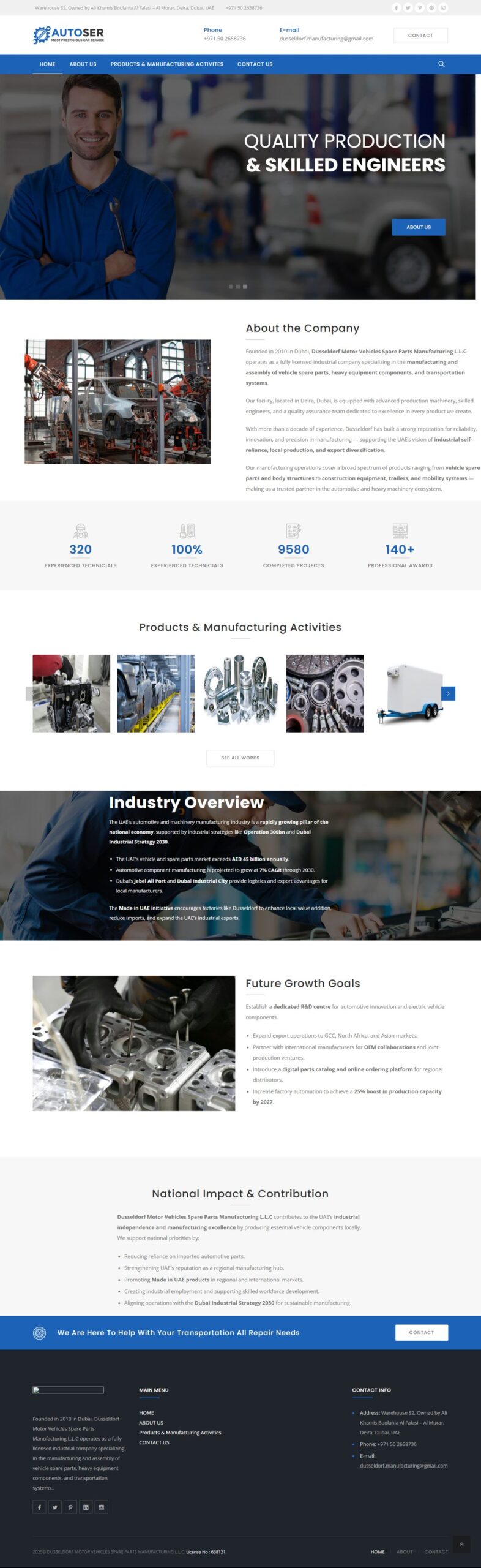 Dusseldorf Motor Vehicles Spare Parts Manufacturing website screenshot