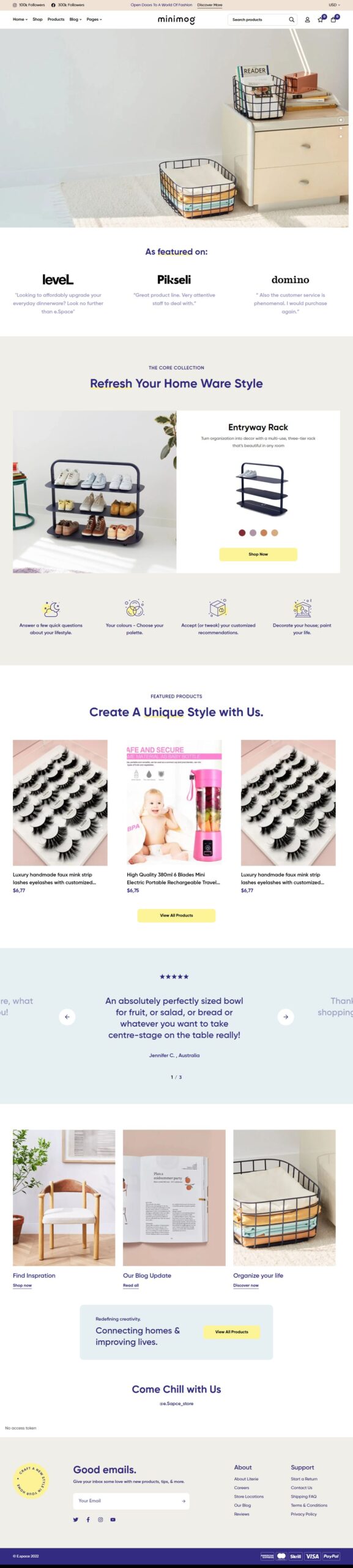 e.Space Store website screenshot