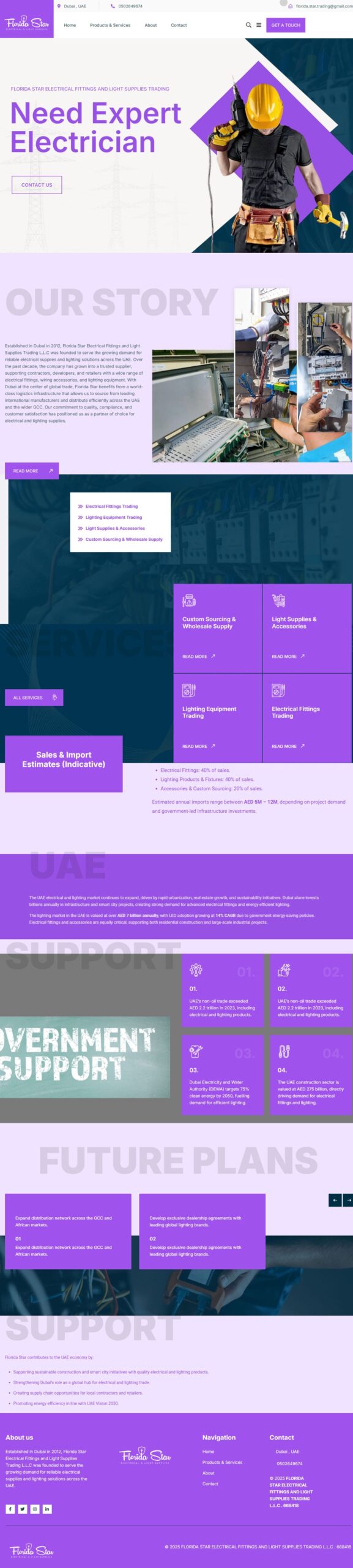 Florida Star Electrical Fittings & Light Supplies Trading website screenshot