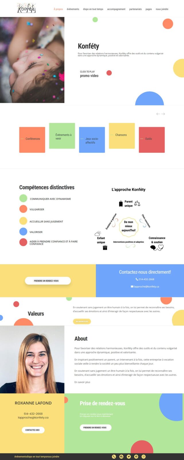 Konféty website screenshot
