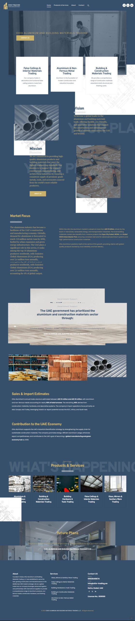 Ohio Aluminum & Building Materials Trading website screenshot