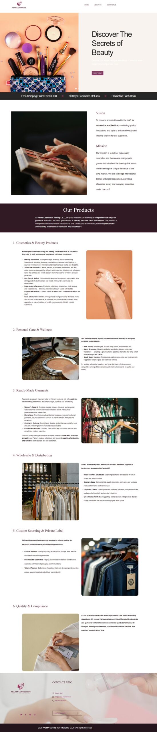 Palma Cosmetics Trading website screenshot