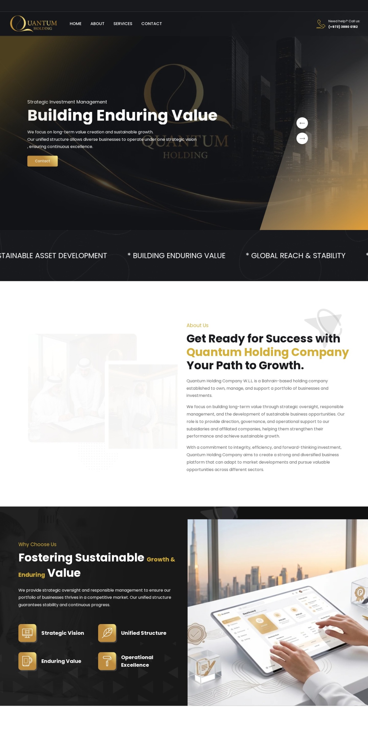Quantum Holding Company website screenshot