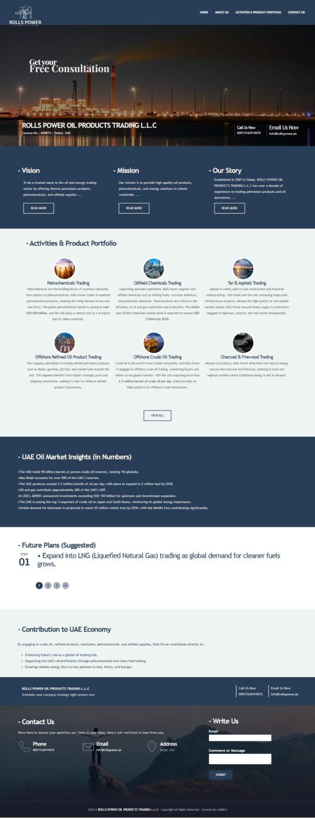 Rolls Power Oil Trading website screenshot