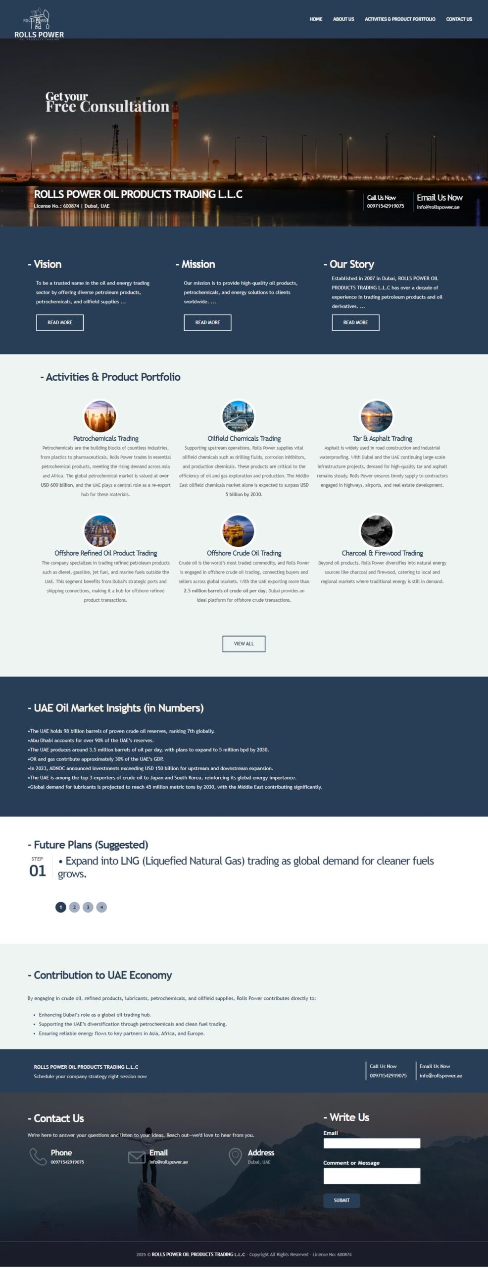 Rolls Power Oil Trading website screenshot