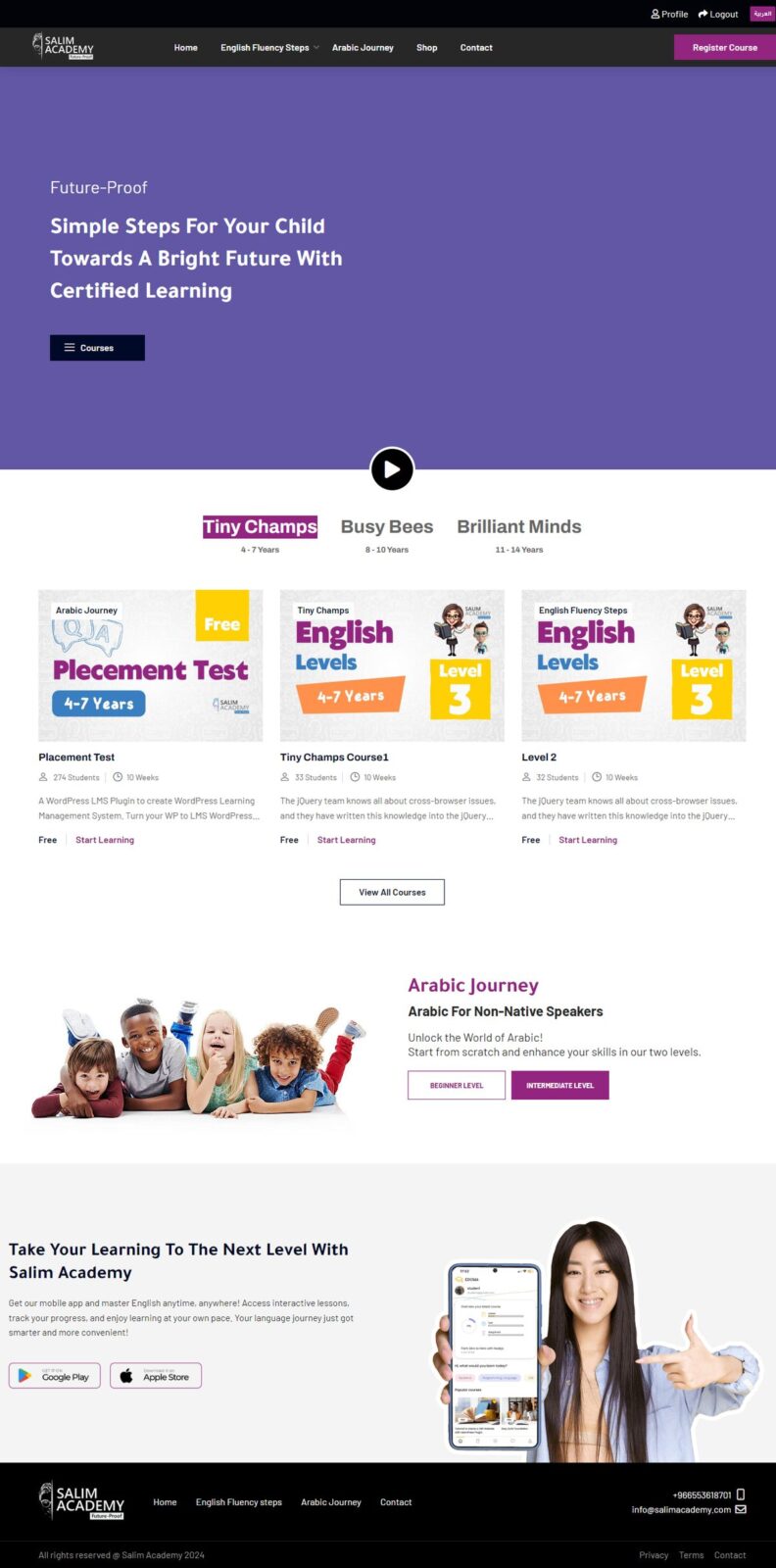 Salim Academy website screenshot