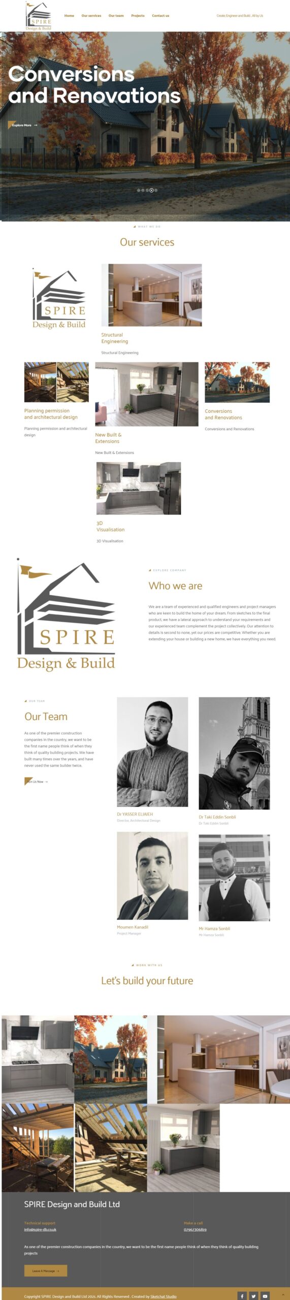 SPIRE Design and Build website screenshot