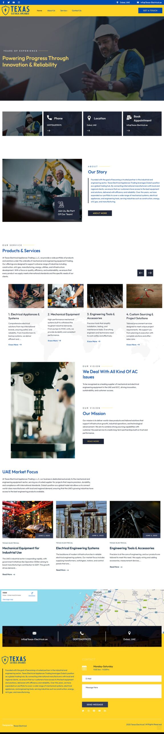 TEXAS ELECTRICAL Appliances website screenshot