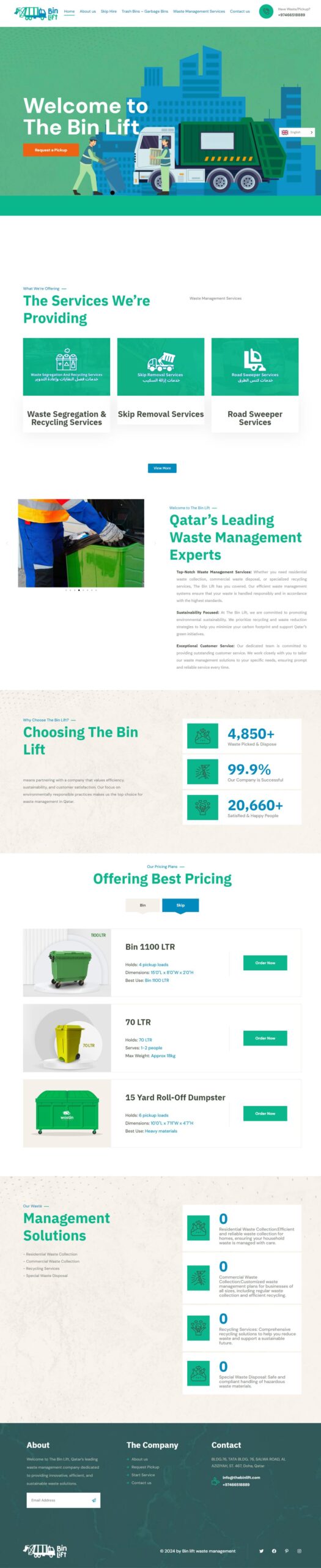 The Bin Lift website screenshot