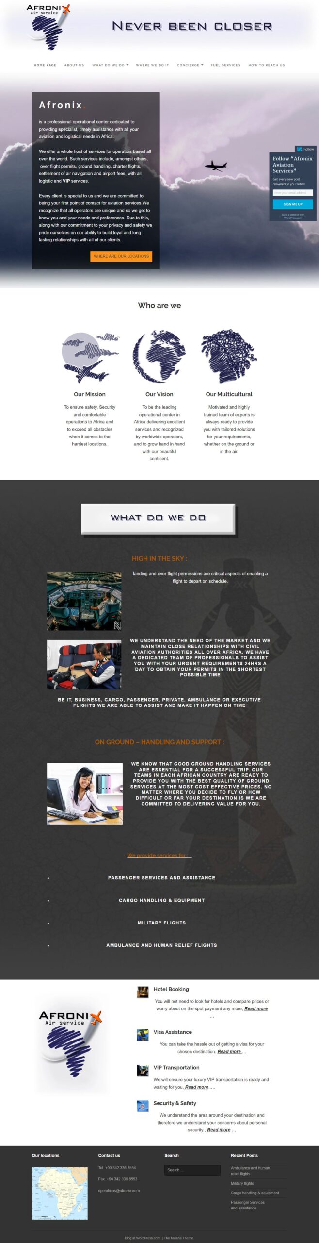 Afronix Aviation website screenshot