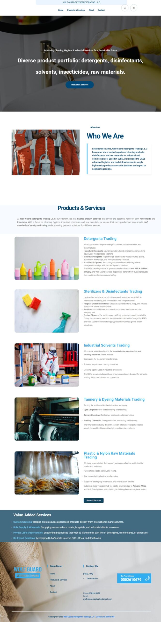Wolf Guard Detergents Trading LLC website screenshot